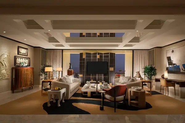 The main living room in the Salon Suite at The Wynn