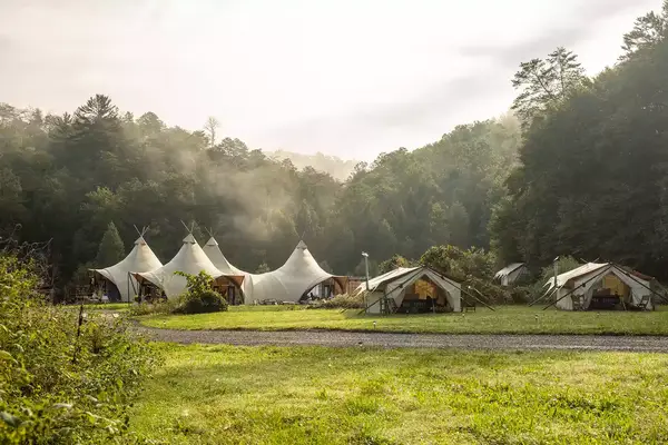A group of tents from Under Canvas Great Smokey Mountains