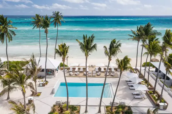 Aerial view of pool area