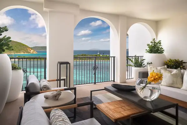 balcony and living room area at The Ritz-Carlton, St. Thomas