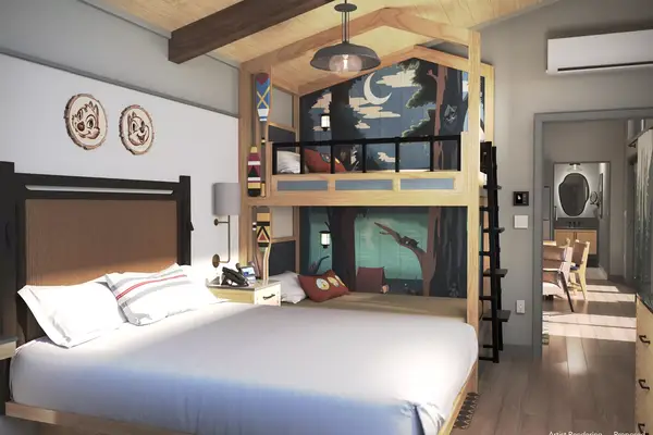 Renderings of The Cabins interior at Disney World