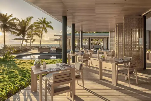 Dining patio overlooking sunset