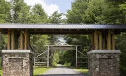 A stone gate to a dude ranch in New York