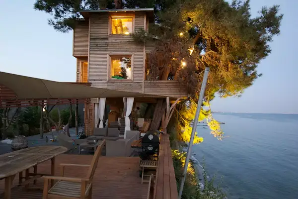 The deck at the Real Treehouse like in your dreams in Tekirdağ, Tekirdag, Turkey