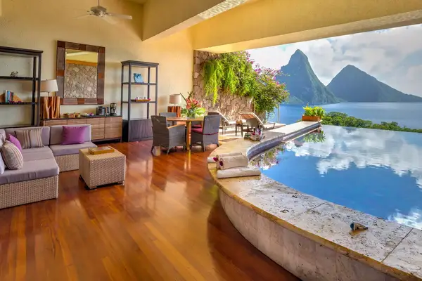 Hotel room overlooking ocean