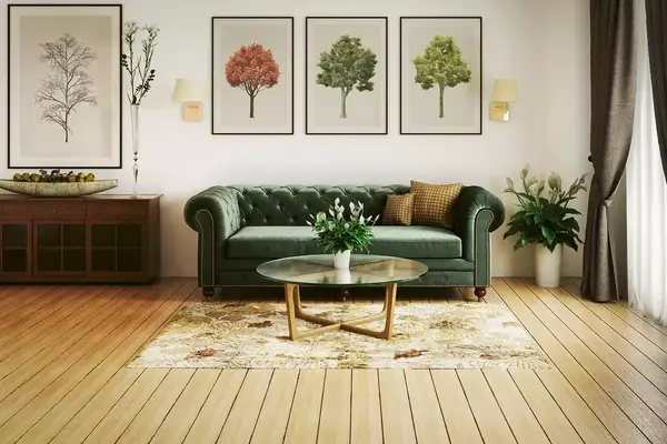 luxurious and stylish home interior (living room) with high-quality furniture