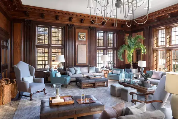 Wood paneled great room at The Ranch Hudson Valley