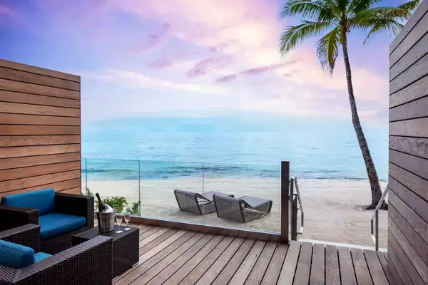 Lanai and the beach at Casa Marina Key West