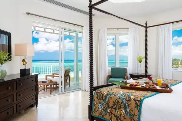 Gues room with water views at the West Bay Club resort in the Turks & Caicos