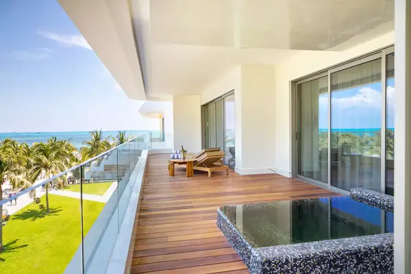 A suite terrace at Hotel Mousai Cancun