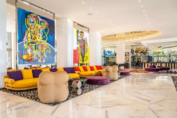 Interior of the lobby at the Hotel Mousai Cancun