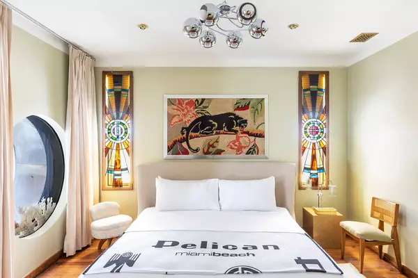 The interior of the Penthouse at the Pelican Hotel in South Beach