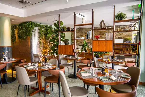 The interior of the Pelican Cafe at the Pelican Hotel in South Beach