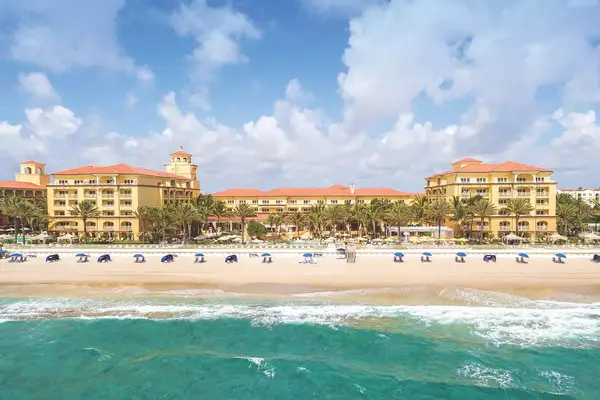 View of the Eau Palm Beach resort from the water