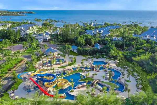 aerial view of water park at La Romana family resort