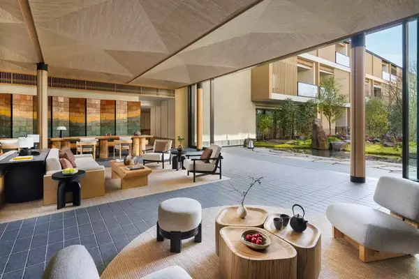 View of and from the lobby at Six Senses Kyoto