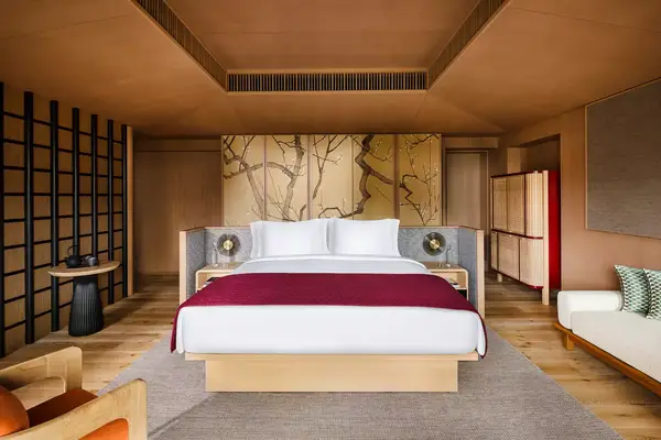 The Three Bedroom Penthouse Suite Master Bedroom at Six Senses Kyoto