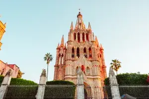 Looking up at a tall tower