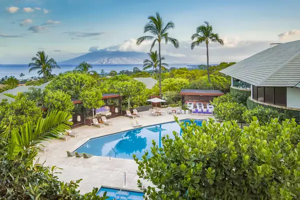 Aerial view of the pool area at Hotel Wailea