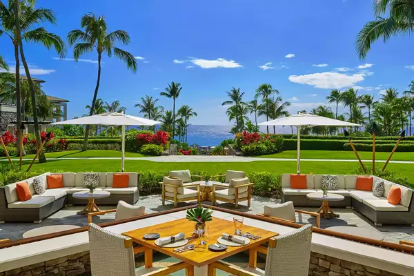Outdoor patio at Montage Kapalua Bay