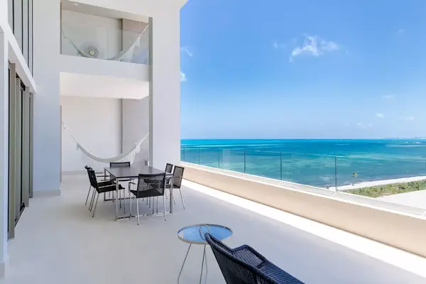 The balcony off of a three bedroom loft suite at Garza Blanca Cancun
