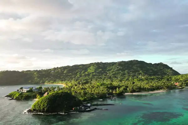 Aerial view of Wakaya Club and Spa, an island resort in Fiji 