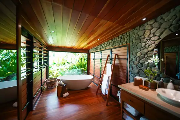 Interior bathroom room in villa at Wakaya Club and Spa