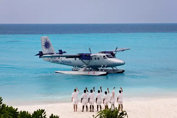 The private sea plane at Soneva Secret 