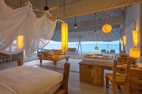 Interior of the Overwater Hideaway at Soneva Secret 