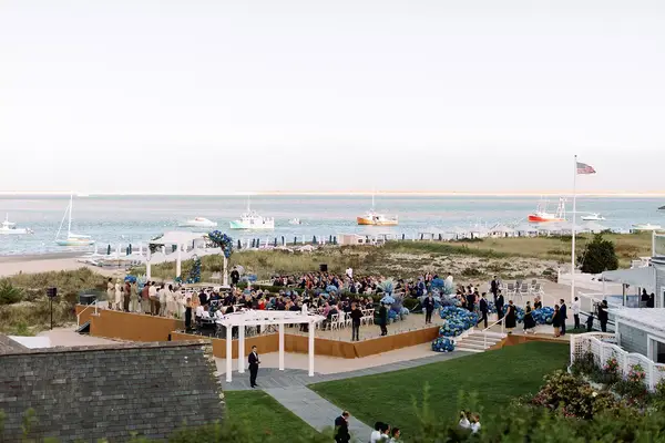 A wedding taking place on the beach