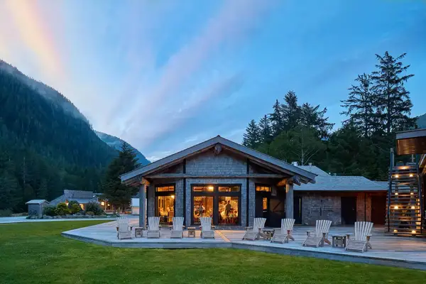 Cabin at with adirondack chairs
