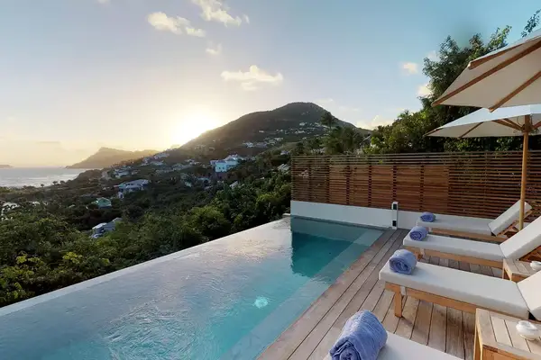 The villa pool at Le Toiny