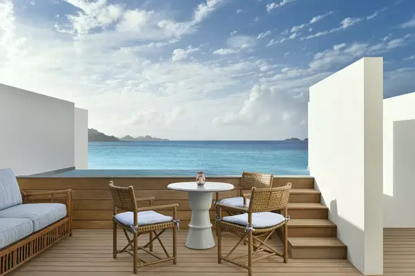 Plunge pool and room terrace at Cheval Blanc St. Barth