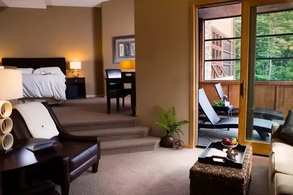 Sundara Spa suites, interior and exterior showing day and night