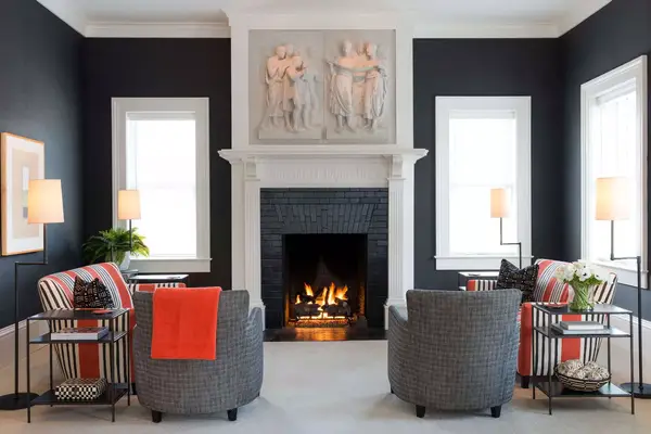 Fireplace in the parlor at Wallcourt Hall