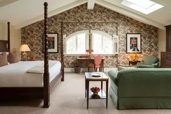 Interior of guest room at Aurora Inn