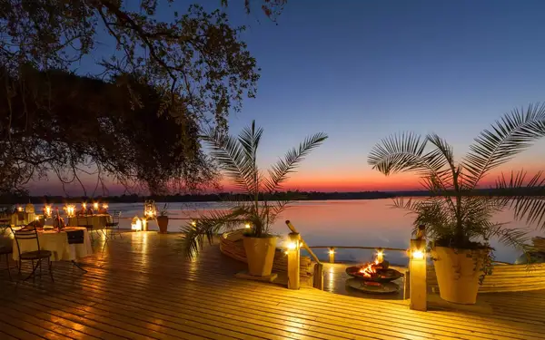Sunset at Tongabezi resort in Zambia