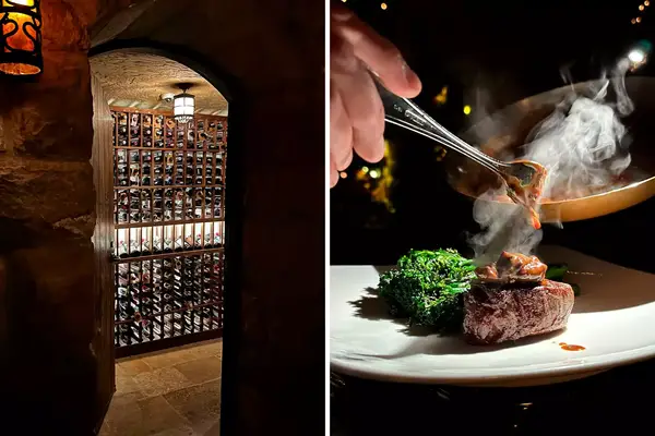 Wine cellar and steak dinner from the Stonehouse at San Ysidro Ranch 