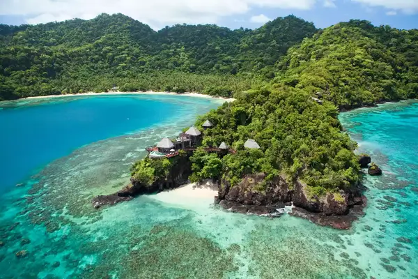 Aerial view of the Peninsula Villas at COMO Laucala Island