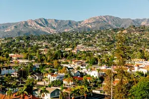 Santa Barbara aerial view cityscape, California