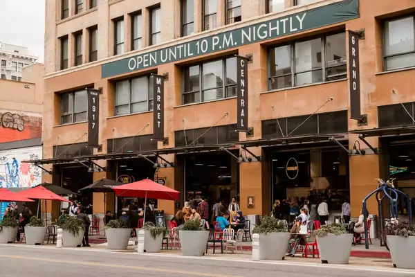 Outdoor seating at Grand Central Market