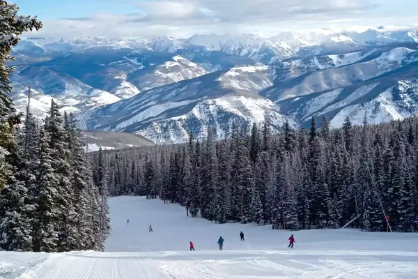 Ski trail under the Gore Range in Beaver Creek, CO