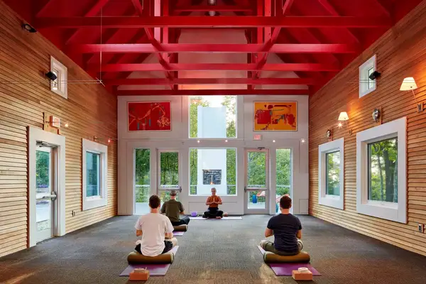 A meditation session at the Wild Rice Retreat, in Wisconsin