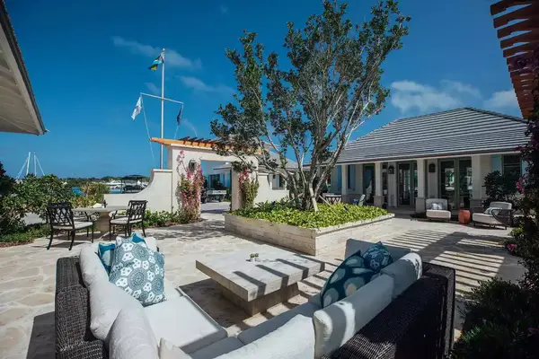 The courtyard at the Briland Club in the Bahamas 