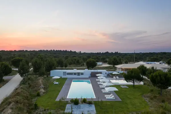 Aerial view of the pool at Spatia Comporta