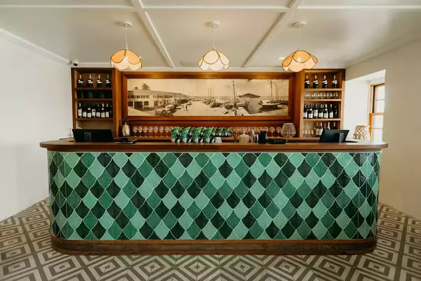 The bar in The Peacock Room at King Christian Hotel in St. Croix