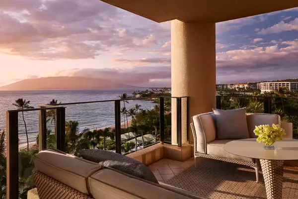 A guest room terrace at Four Seasons Maui at Wailea