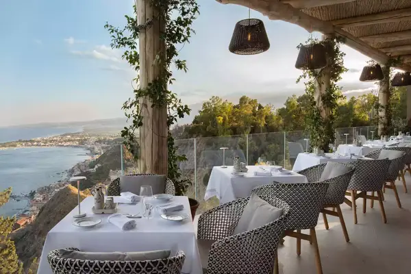 A restaurant at Four Seasons Taormina, San Domenico Palace