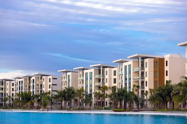 wide view of resort buildings