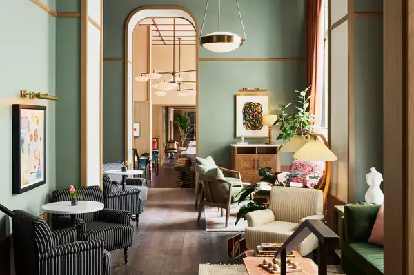 The lobby of the Fidelity Hotel in Cleveland, Ohio.